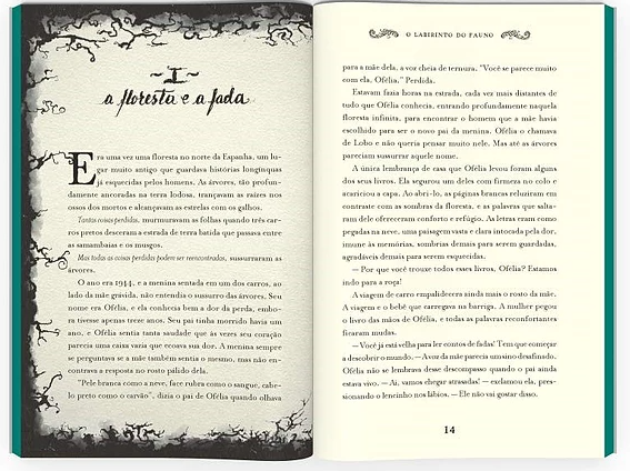 Páginas 13 e 14 do livro "O Labirinto do Fauno".