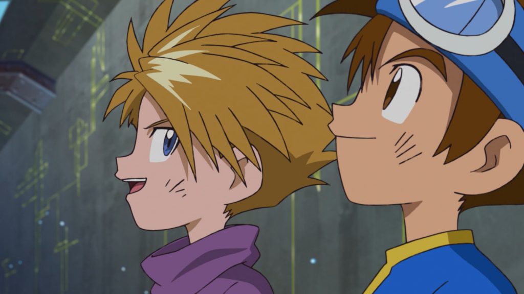 Yamato e Taichi conversando após a derrota de Orochimon.
