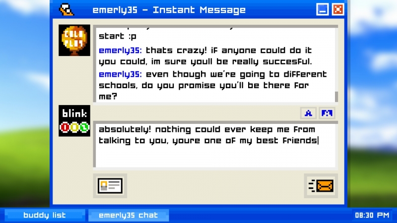 Conversa no MSN do jogo Emily us Away