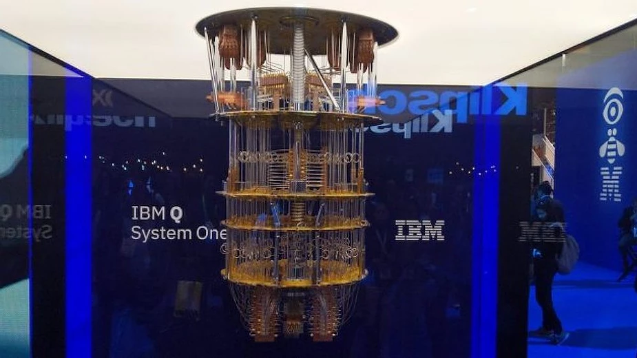 Computador quântico da IBM em exposição.