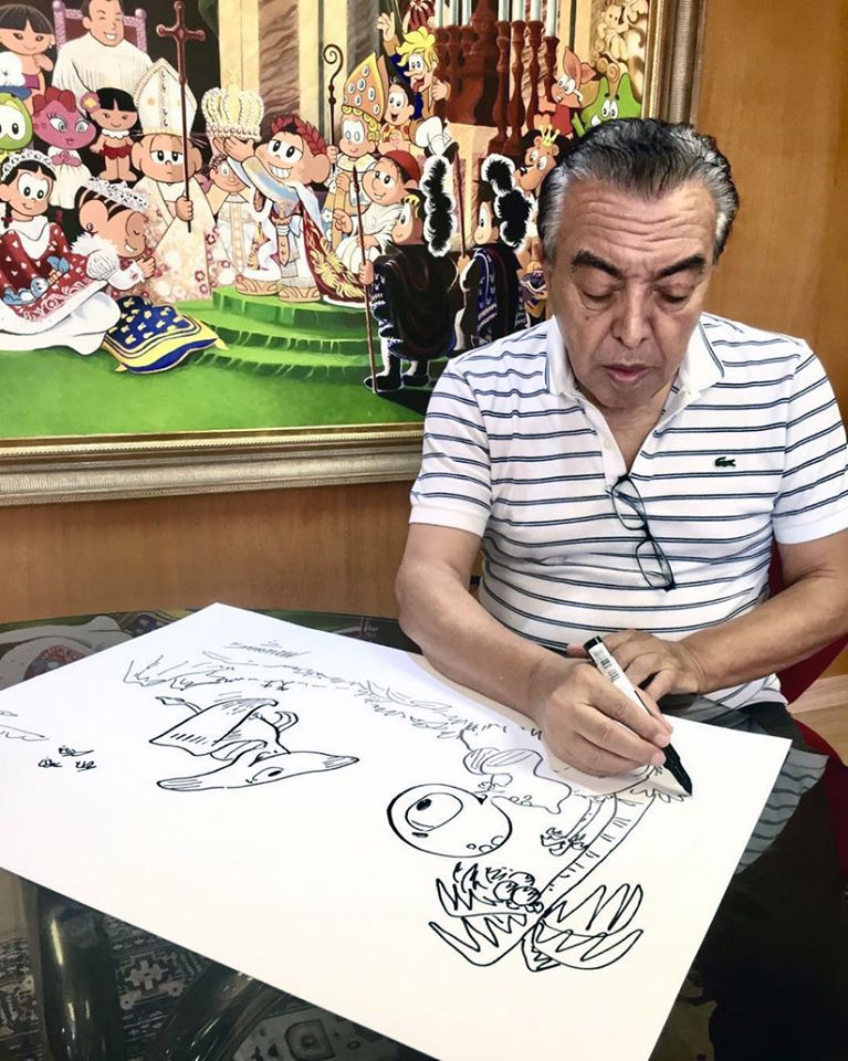 Mauricio de Sousa desenhando Horácio