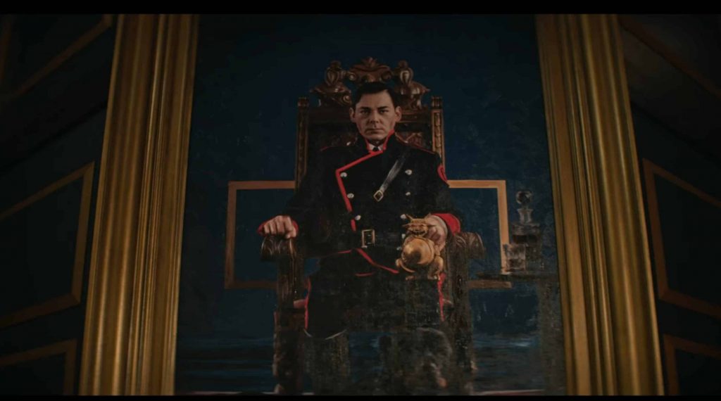 Imperador Blackwood em uma pintura sentado em seu trono