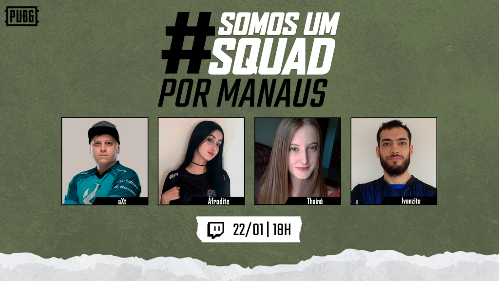 Jogadores participantes da campanha Somos um Squad, para ajudar o Amazonas.