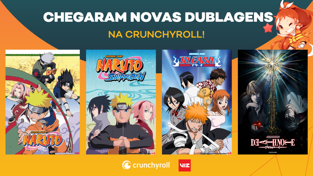 Dublagens de Naruto, Naruto Shippuden, Bleach e Death Note são adicionadas à Crunchyroll