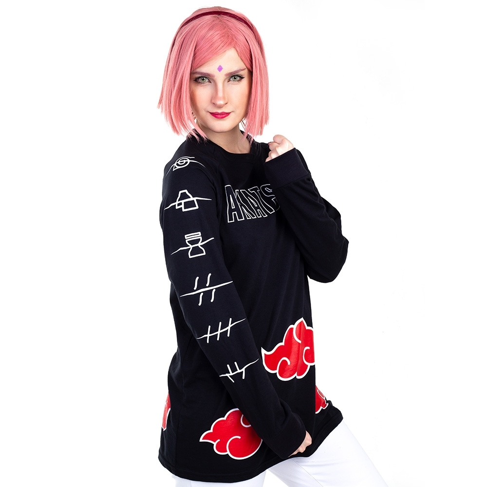 Camiseta Manga Longa Naruto Akatsuki Piticas