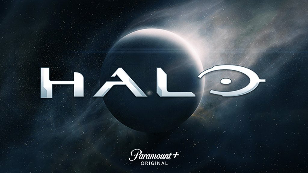 Logo da série Halo, próximo do próprio logo do jogo.