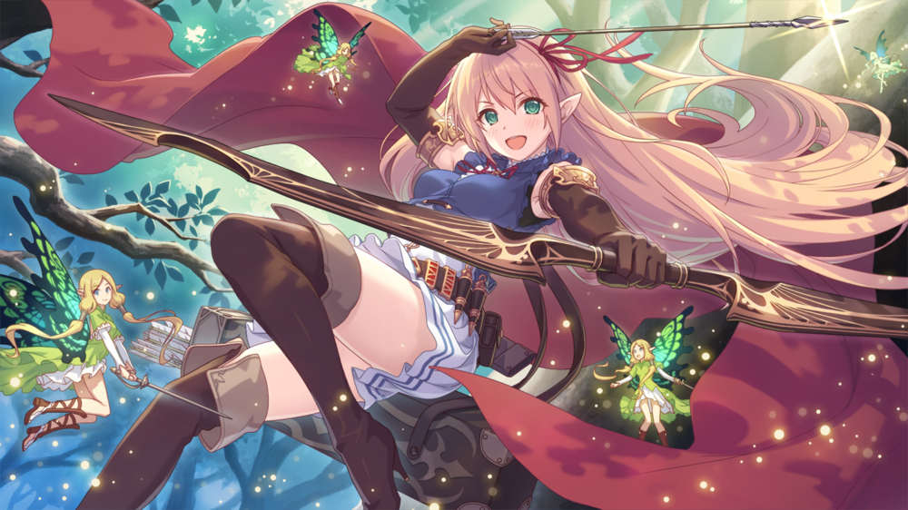 Arte de Arisa segurando seu arco do jogo Princess Connect - Otageek