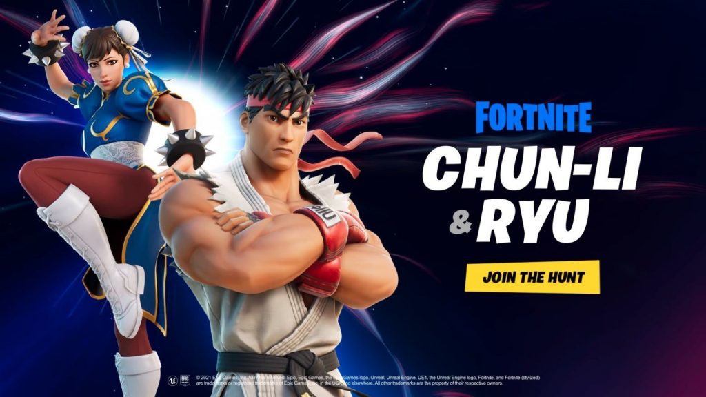 Visual de Ryu e Chun-Li em Fortnite