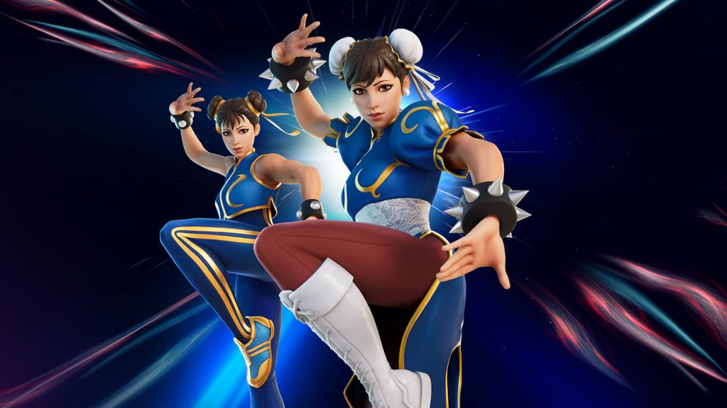 Chun-Li em seu traje clássico e o traje Nostalgia