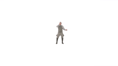Mr. Nobody  dançando em um fundo branco
