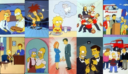 Várias cenas de episódios da série animada os Simpsons do Star Channel, mostrando os personagens Homer, Lisa, Marge, Bart . Otageek