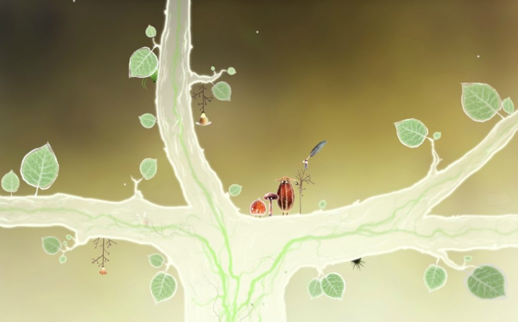 Protagonistas do jogo em cima de uma árvore