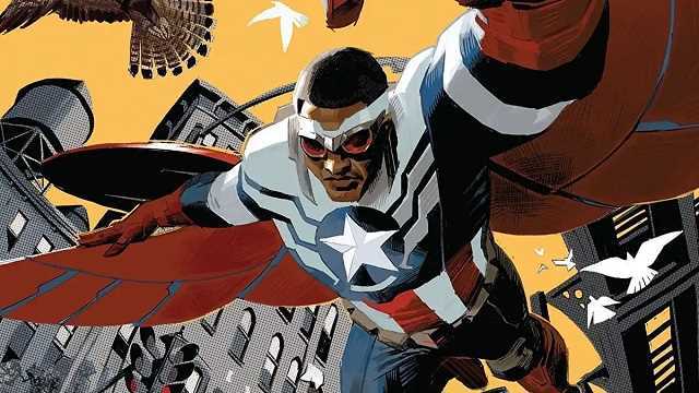 O personagem fictício Sam WIlson como Capitão América nos quadrinhos. Otageek