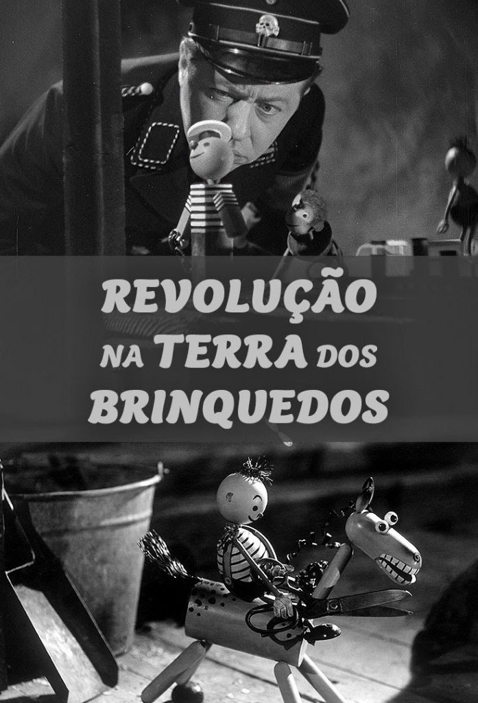 Soldado com brinquedos em preto e branco, o nome do filme no meio da imagem: Revolução na Terra dos Brinquedos Otageek