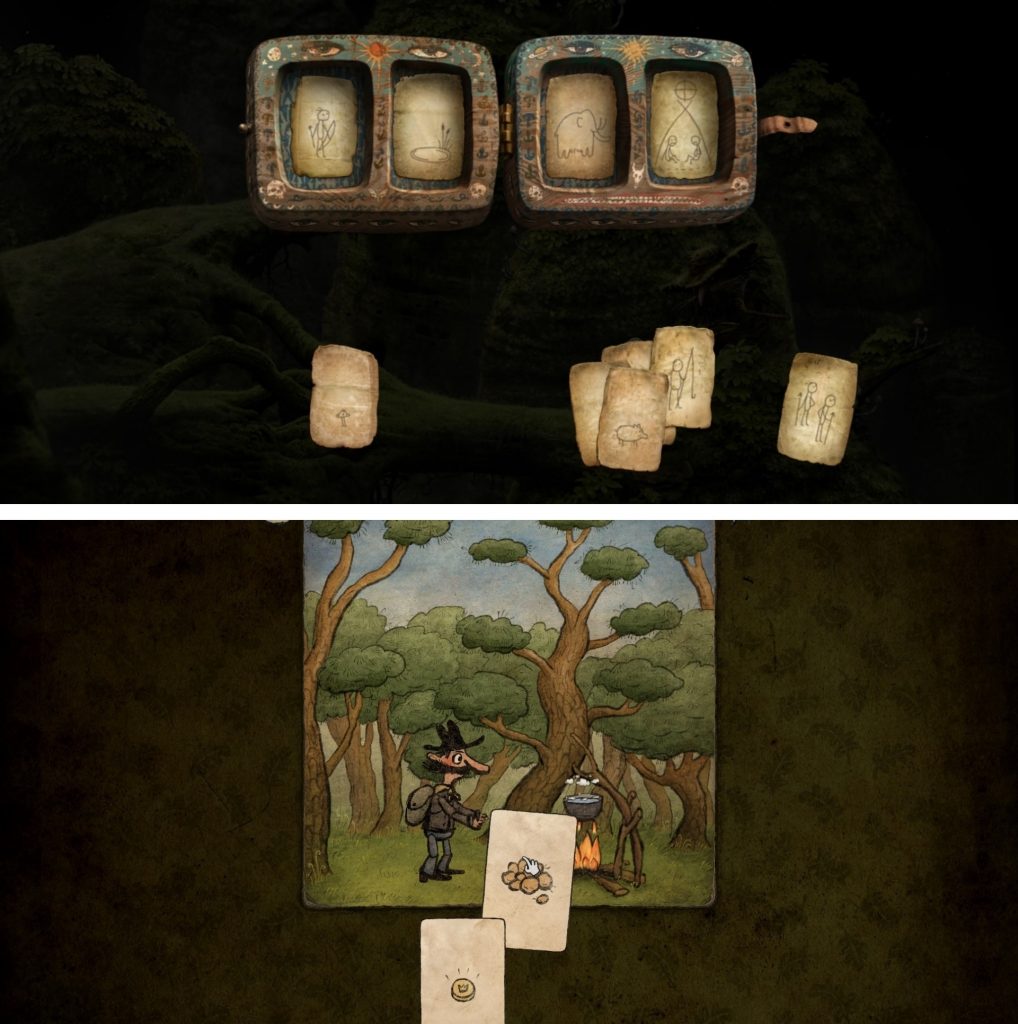 O puzzle de Samorost 3 (acima) e o gameplay de Pilgrims, jogos da Amanita