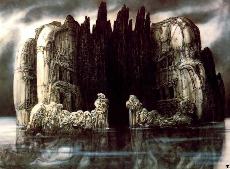 A versão biomecânica de H.R. Giger do quadro A Ilha dos Mortos