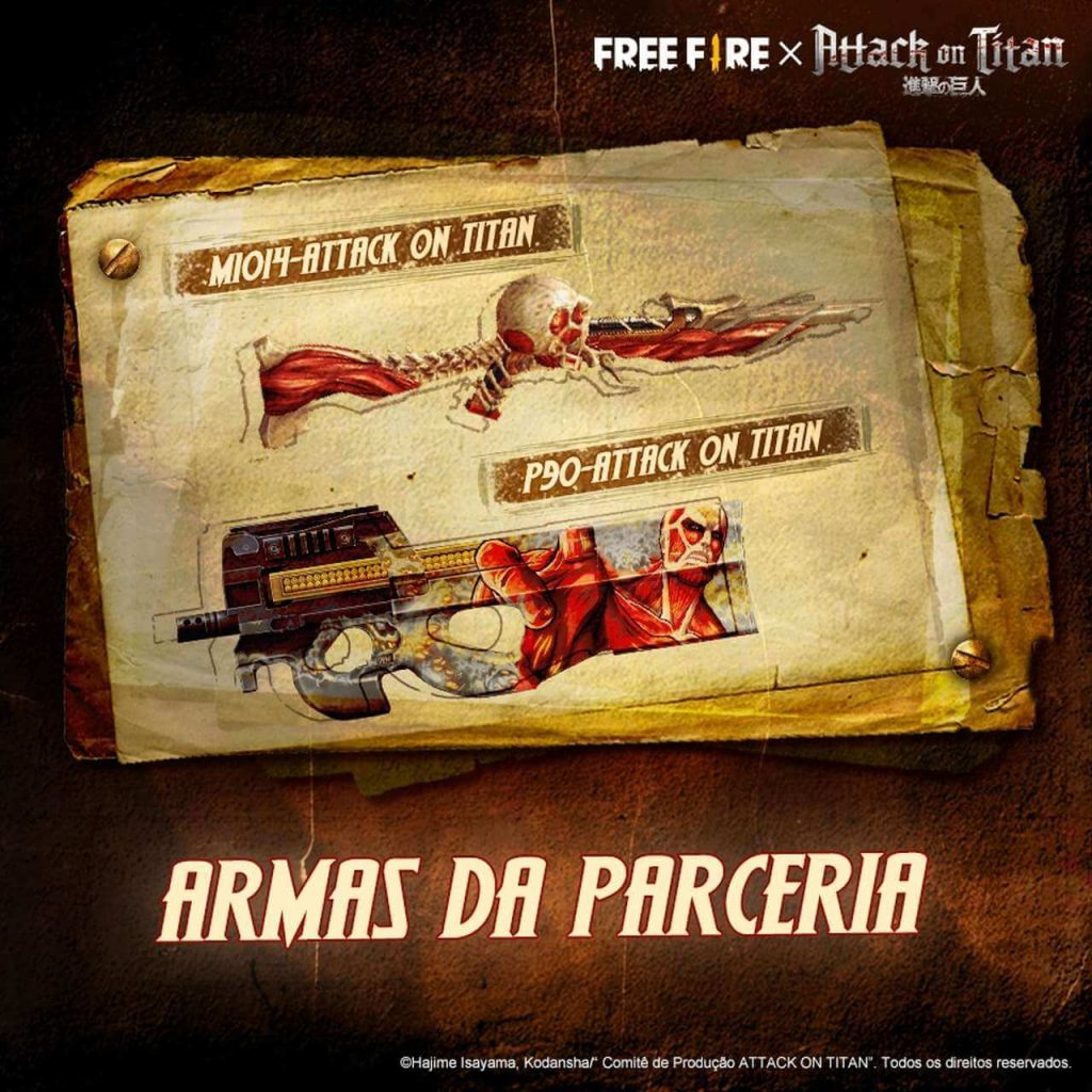 Skins das armas do evento no Free Fire