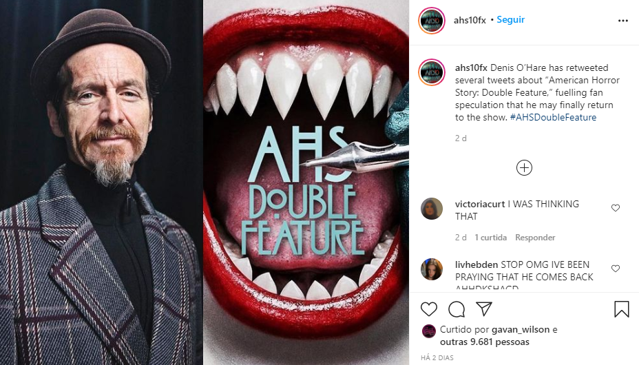 Denis O’Hare nos dando indícios de que voltaria a American horror story.