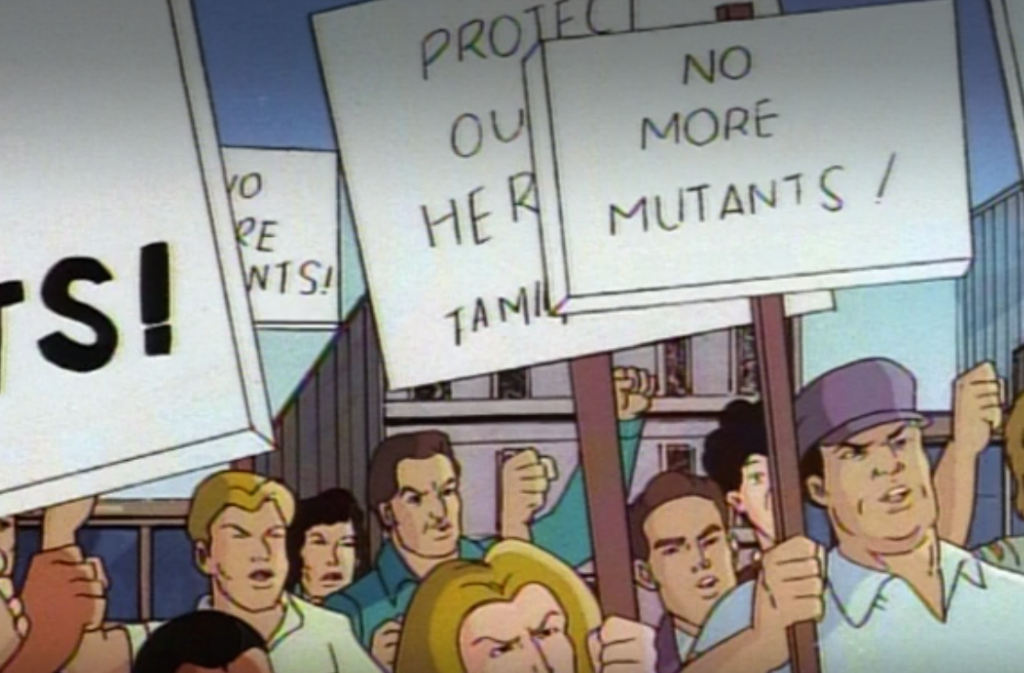 Grupo de extremistas anti-mutante protestando - Otageek