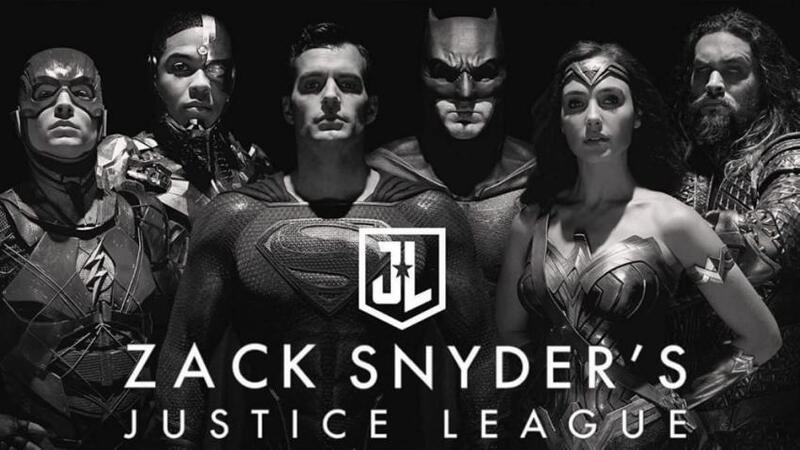 Pôster promocional do Snyde Cut com a Mulher Maravilha, Super-homem, Batman, Ciborgue, Flash e Aquaman - Otageek