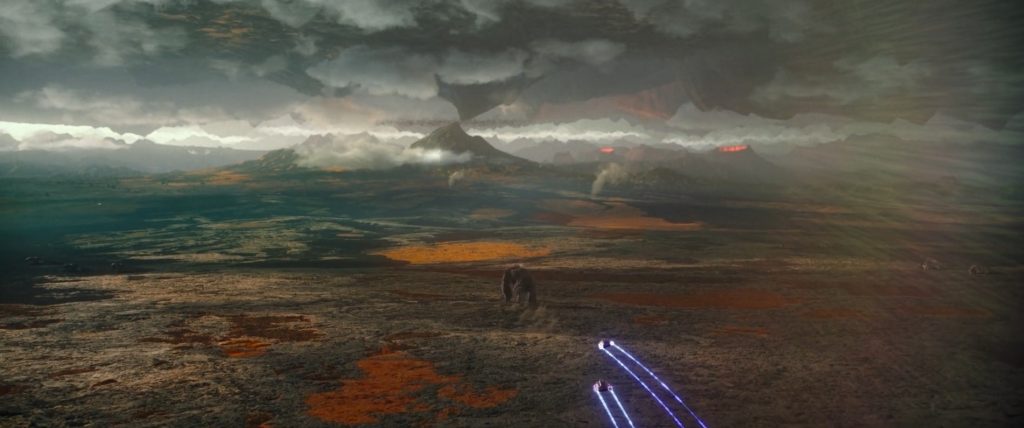 Kong corre livremente pela paisagem intraterrena em godzilla vs kong.