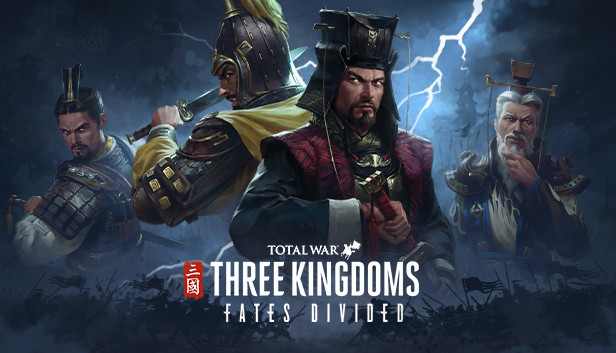 Pôster de Total War: Three Kingdoms Fates Divided com Cao Cao e Yuan Shao