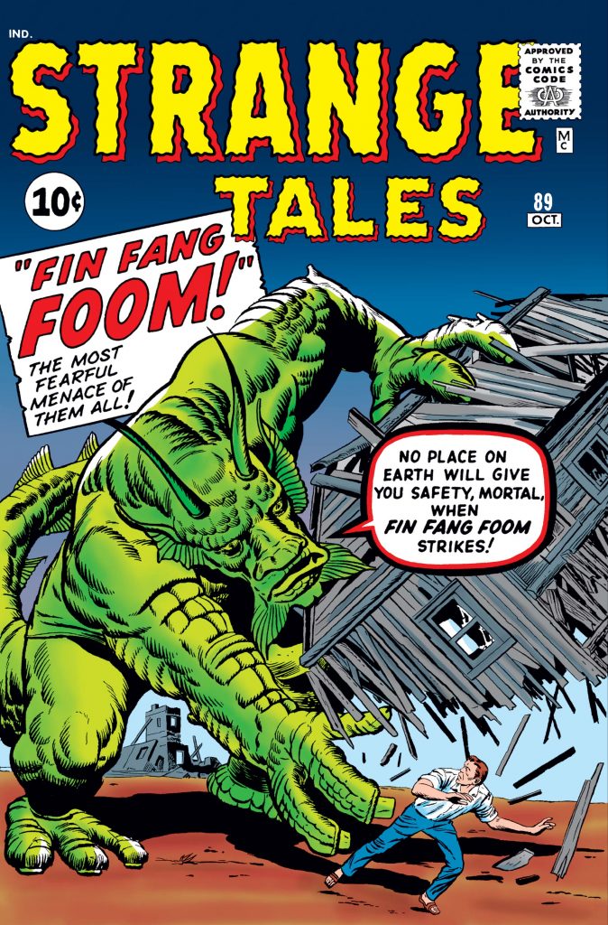 A primeira aparição de Fin Fang Foom em Strange Tales 89 (1961)