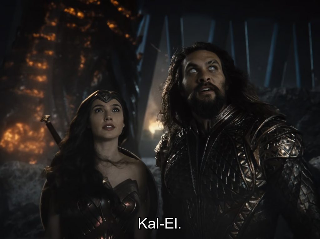 Mulher-Maravilha em uma de suas falas óbvias diz a Aquaman o que ele já está vendo.