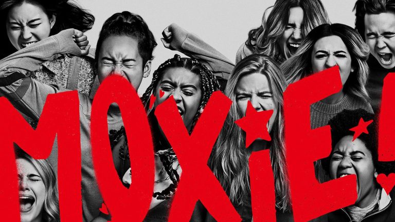 Poster do filme Moxie: Quando as Garotas Vão a Luta, Grupo de adolescentes gritando Otageek