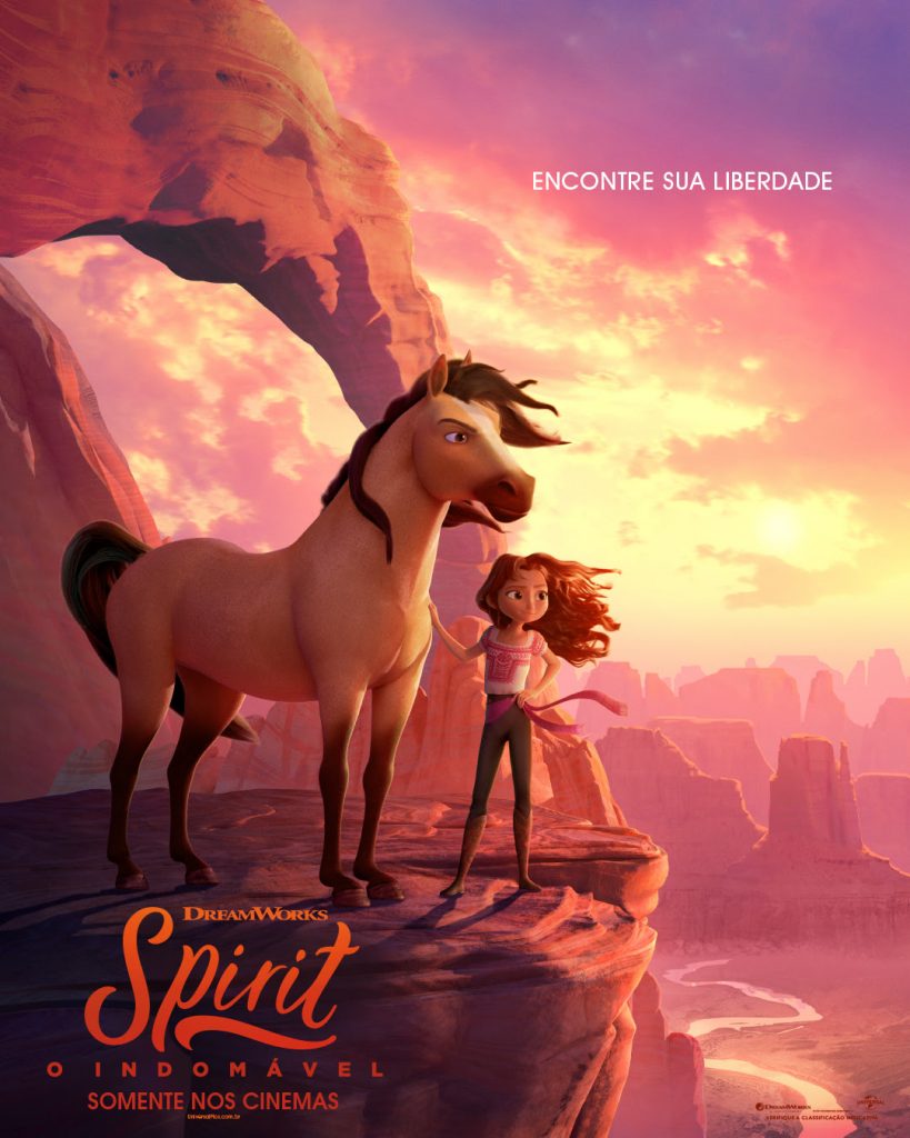 Pôster oficial de Spirit O Indomável mostrando Lucky e o cavalo