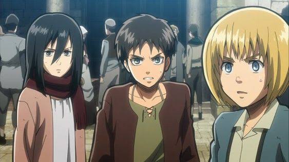 Mikasa, Eren e Armin crianças