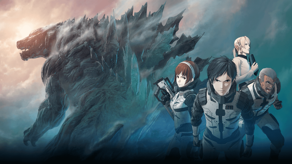 Imagem promocional do anime Godzilla: Planeta dos Monstros.