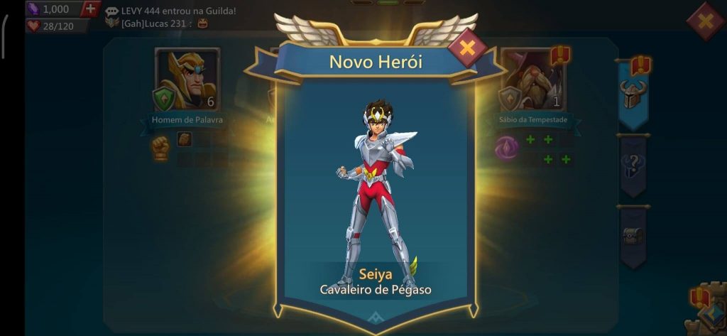 Seiya faz parte do evento do Lords Mobile