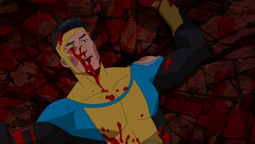 Invincible sangrando no episódio 6.