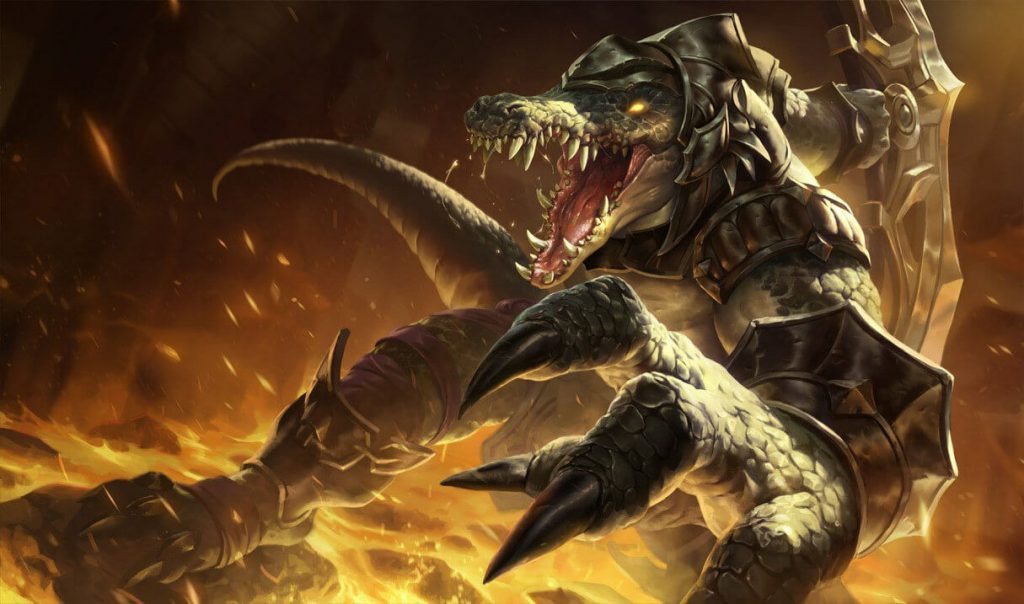 A imagem mostra o campeão Renekton do jogo League of Legends. Otageek