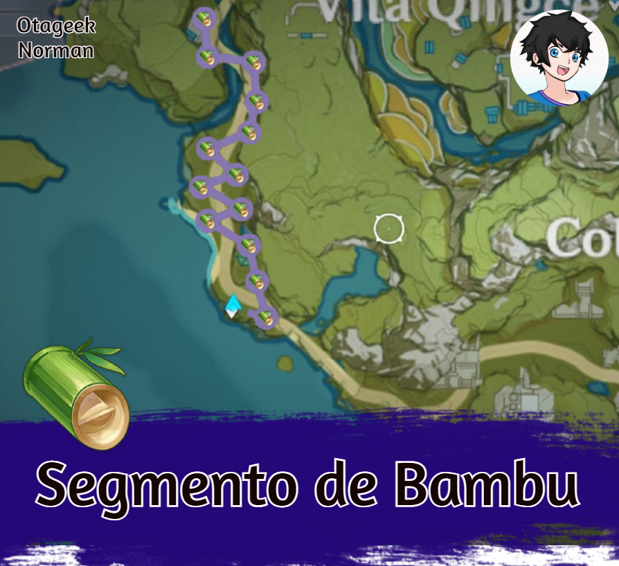 Rota para se pegar segmento de bambu