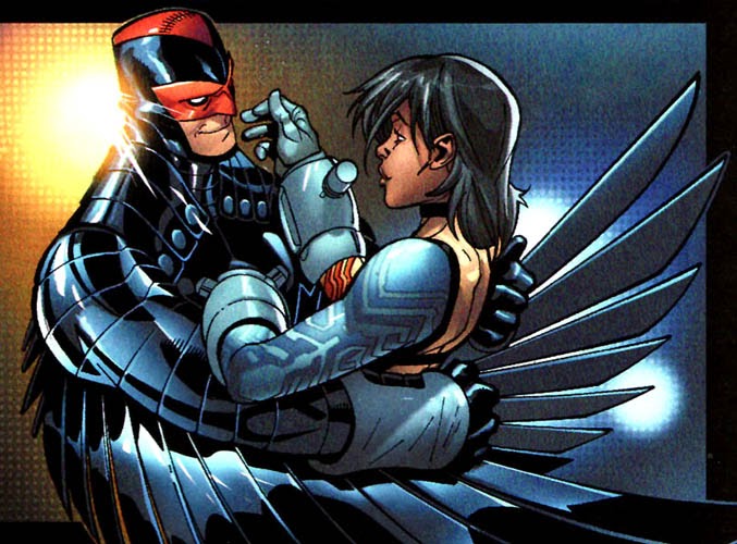 Imagem de comic que mostra os mutantes Angel e Bico após transformação 
