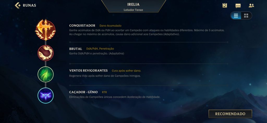 A imagem mostra o kit de Runas mais porradeira de Irelia em Wild Rift. Otageek