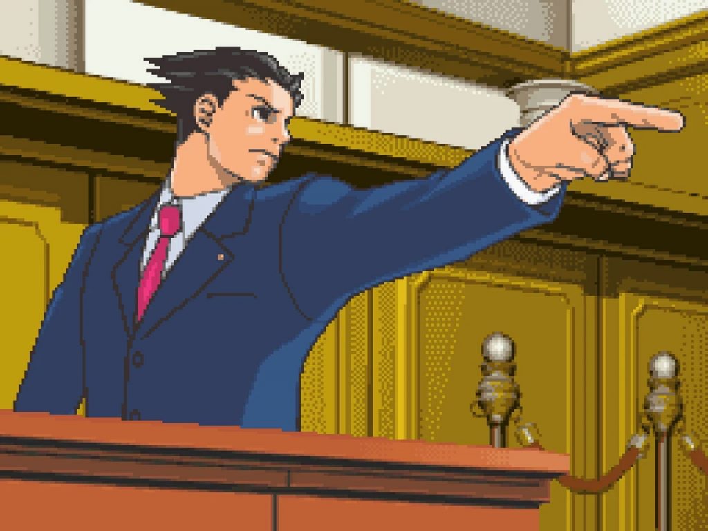 Personagem Phoenix Wright do jogo Ace Attorney.