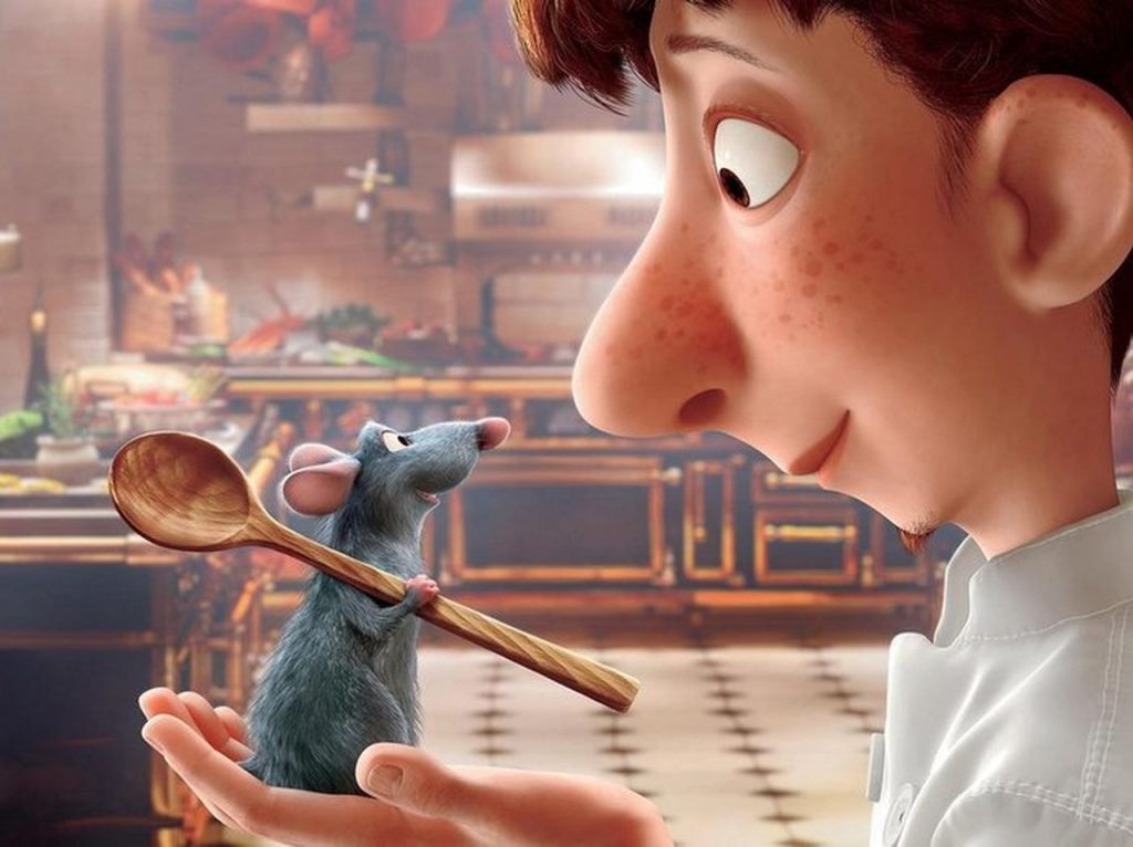 O rato Remy e o chef Linguini, personagens do filme Ratatouille, da Pixar - Otageek