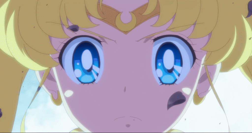 Sailor Moon com seu dialogo assinatura em Pretty Guardian Sailor Moon Eternal