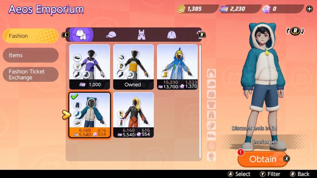 Set de roupa de Snorlax para o treinador. Pokémon Unite