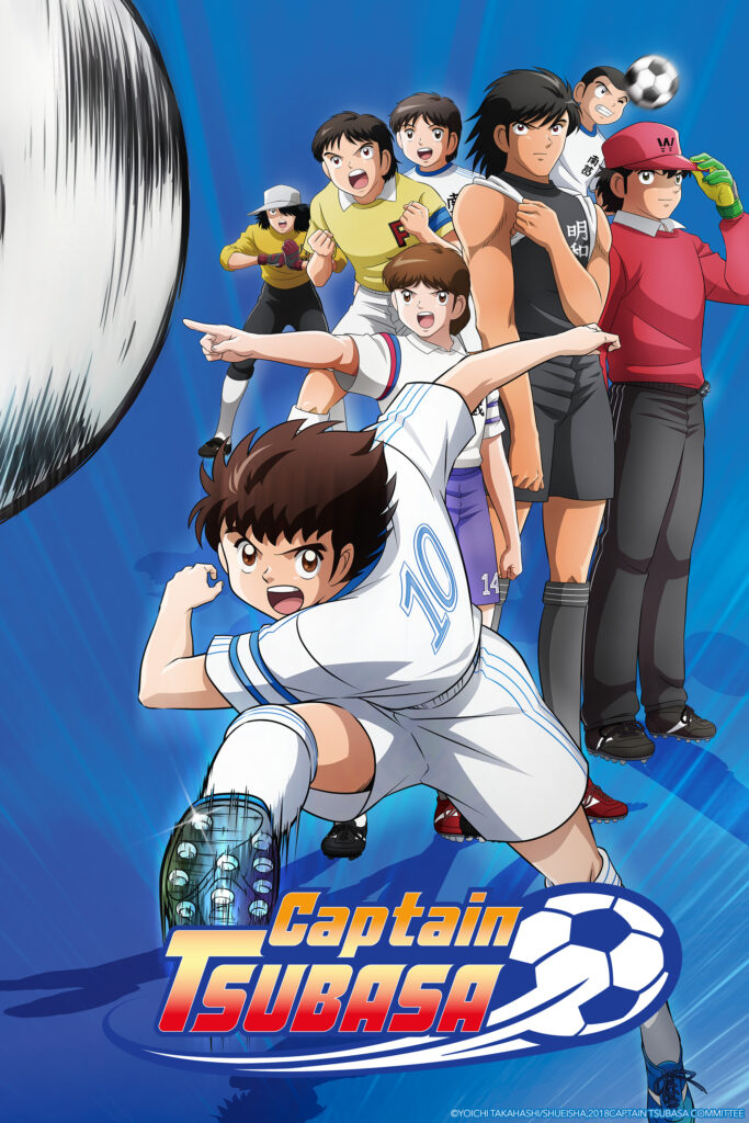 Poster de divulgação de Captain Tsubasa, todos os personagens de frente