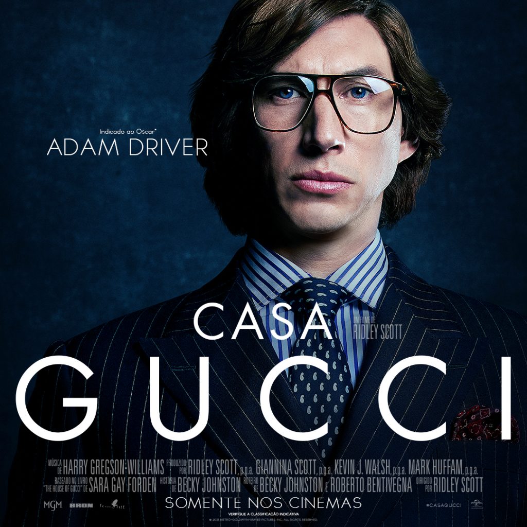 Adam Driver em pôster de House of Gucci