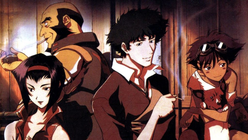 Faye, Jet, Spike, Ed, e o cachorro Ein personagens de Cowboy Bebop - Otageek