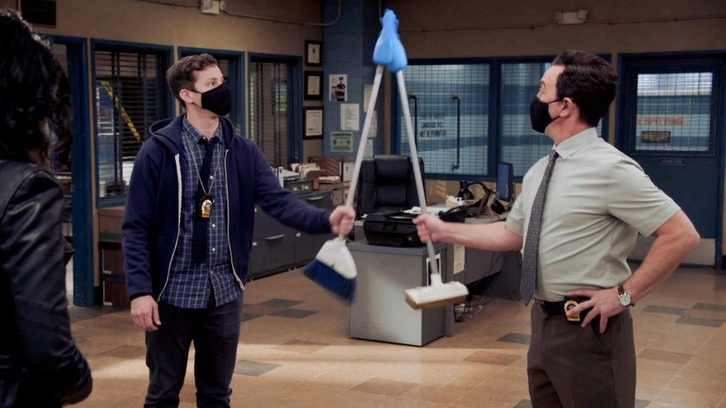 Jake Peralta e Boyle na oitava temporada de Brooklyn Nine Nine.