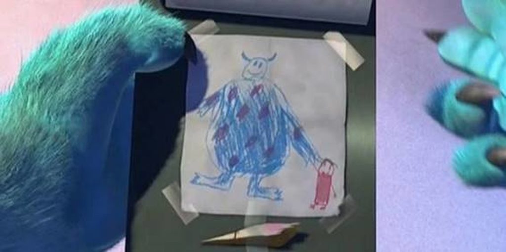 Imagem do filme Monstros S.A. Desenho feito pela Boo para o Sulley