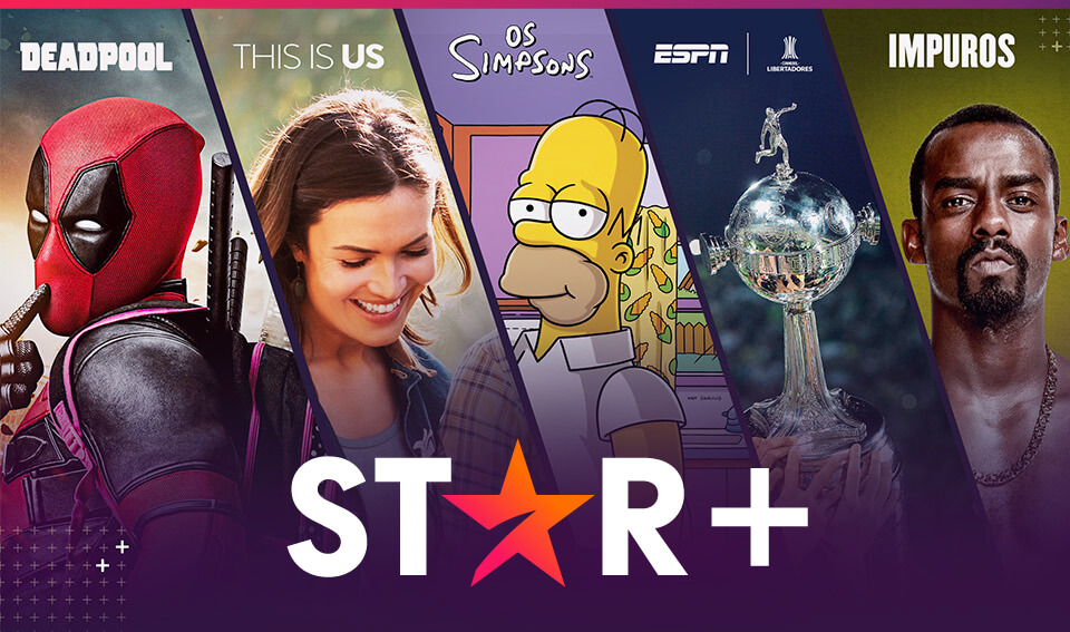 Logo da Star+ com algumas séries disponíveis ao fundo