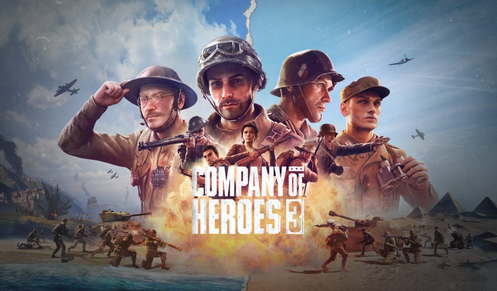 Cartaz promocional oficial do jogo 'Company Of Heroes 3' em que mostra diversos soldados em guerra. 