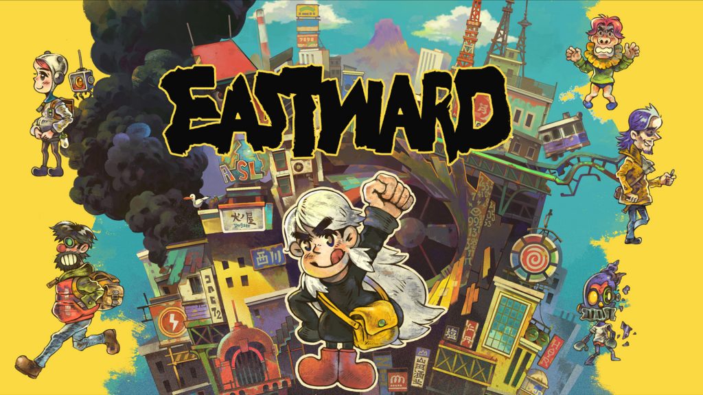 Arte do jogo Eastward, com a Sam e personagens em volta